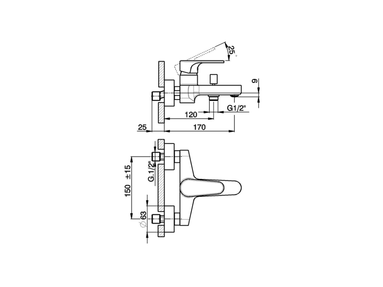 Single lever bath mixer ALMA_A3000130 - v1