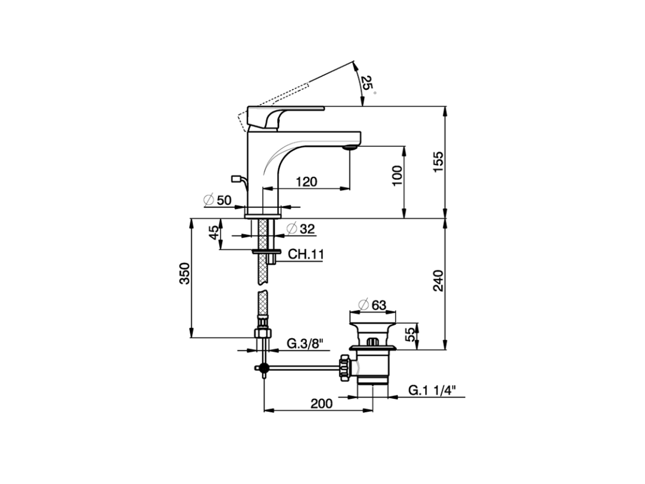 Single lever 'large' washbasin mixer ALMA_A3000490 - v1
