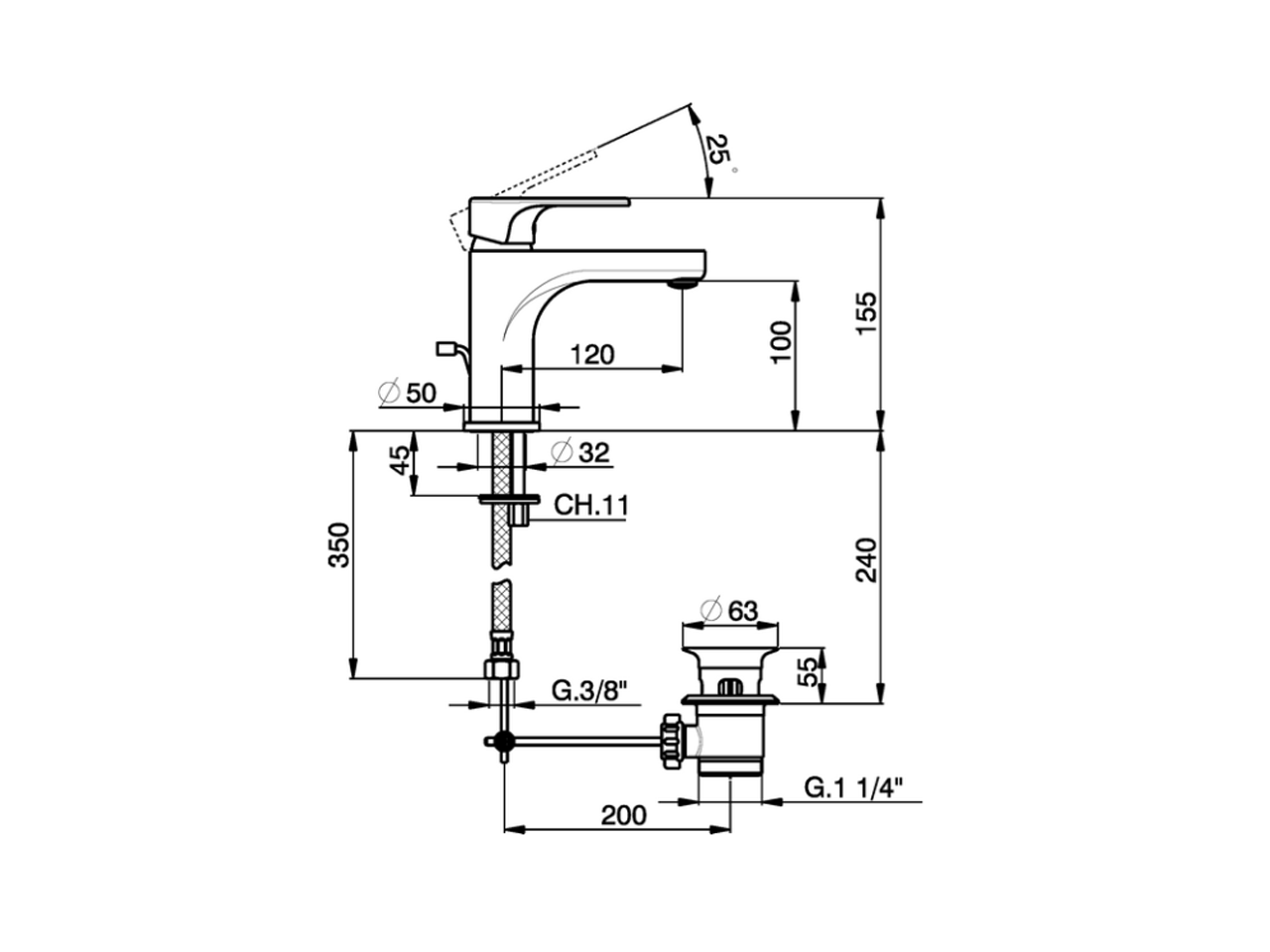 Single lever washbasin mixer large EnergySave ALMA_A3000495 - v1