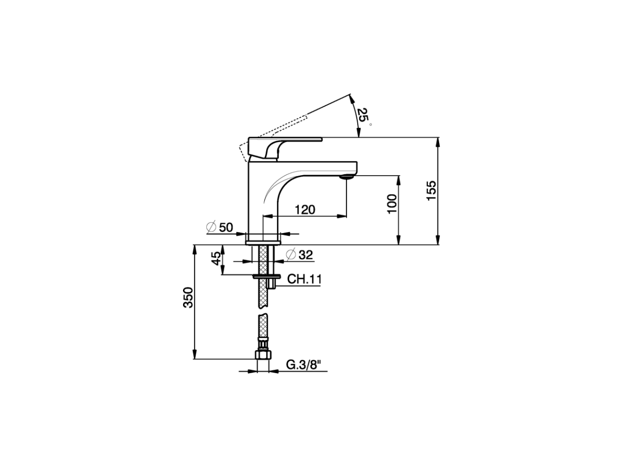 Single lever 'large' washbasin mixer ALMA_A3000500 - v1