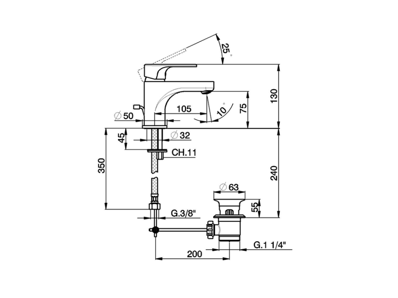 Single lever washbasin mixer ALMA_A3000510 - v1