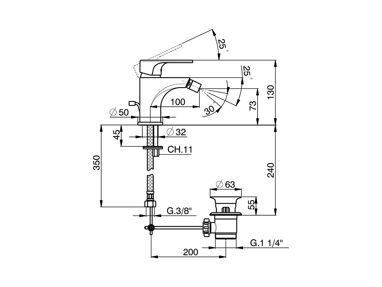 Single lever bidet mixer ALMA_A3000550 - v1