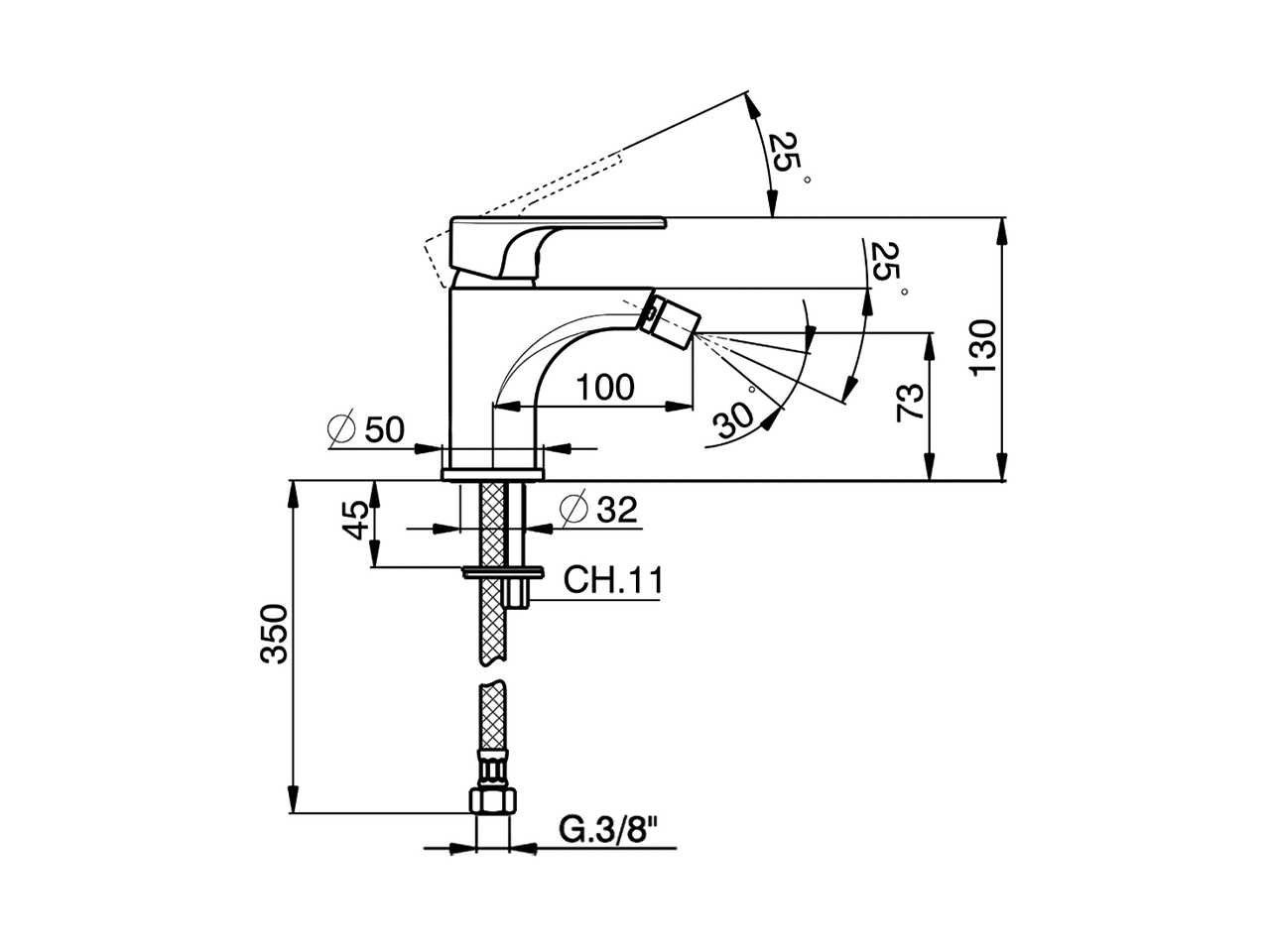 Single lever bidet mixer ALMA_A3000560 - v1