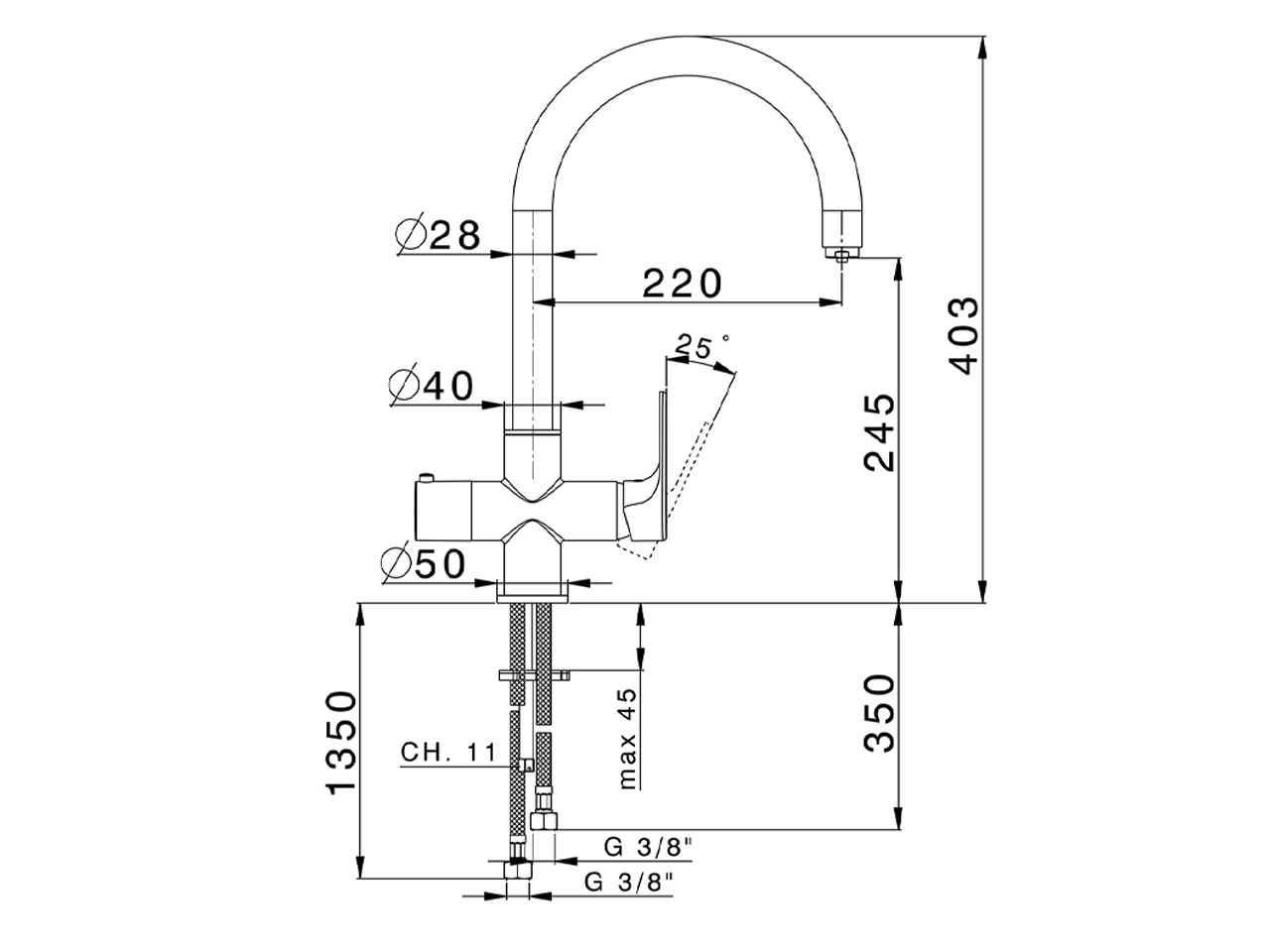 Single Handle Kitchen faucet Cooking100 KITCHEN_A3001005 - v1