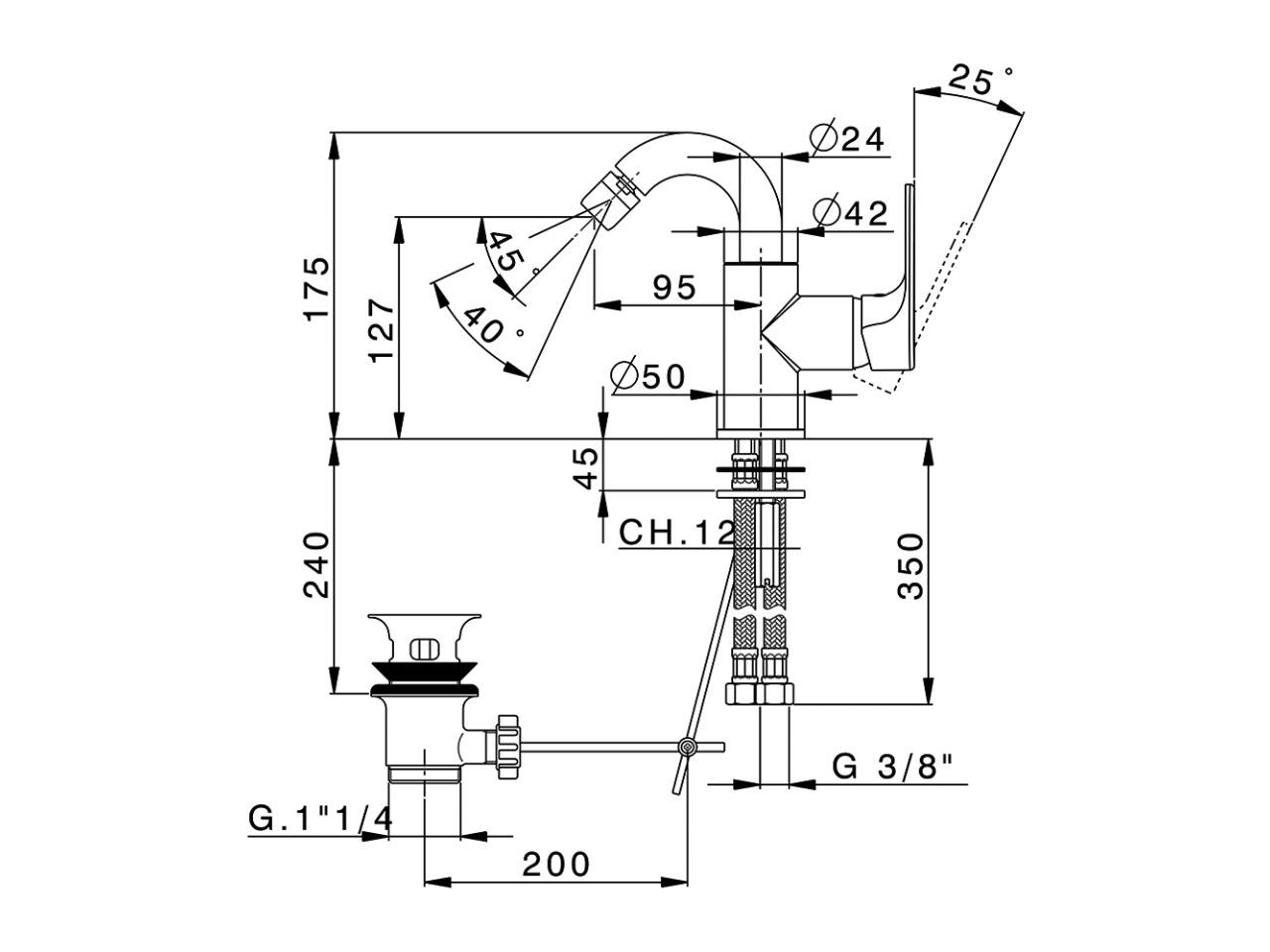 Single lever bidet mixer EnergySave ALMA_A3002555 - v1