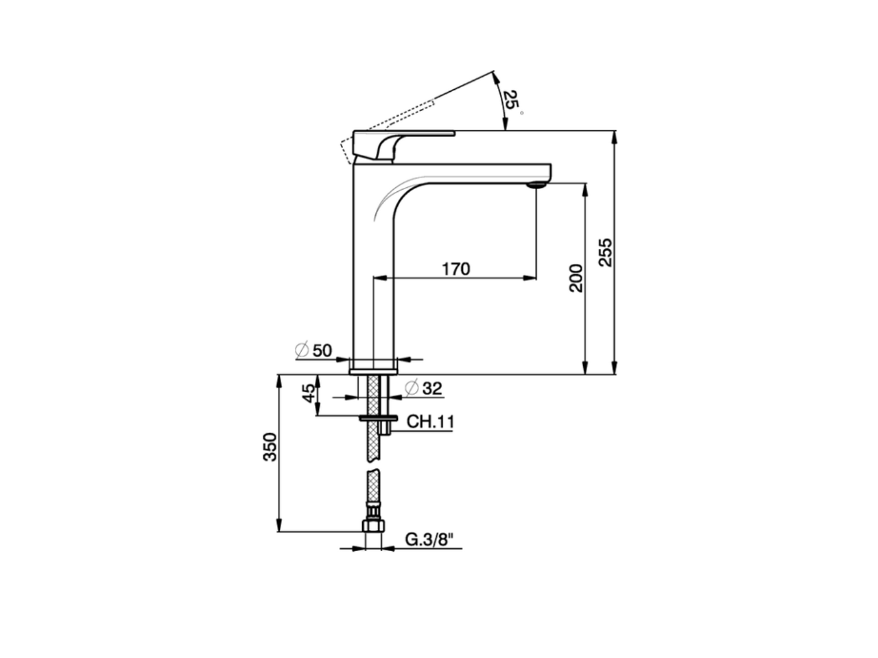 Single lever tall washbasin mixer ALMA_A3003540 - v1
