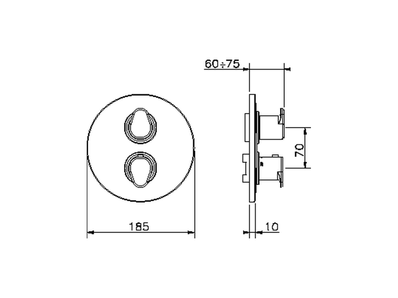 Exposed part for con.thermo.shower valve, 2-outlet ALMA_A3018100 - v1