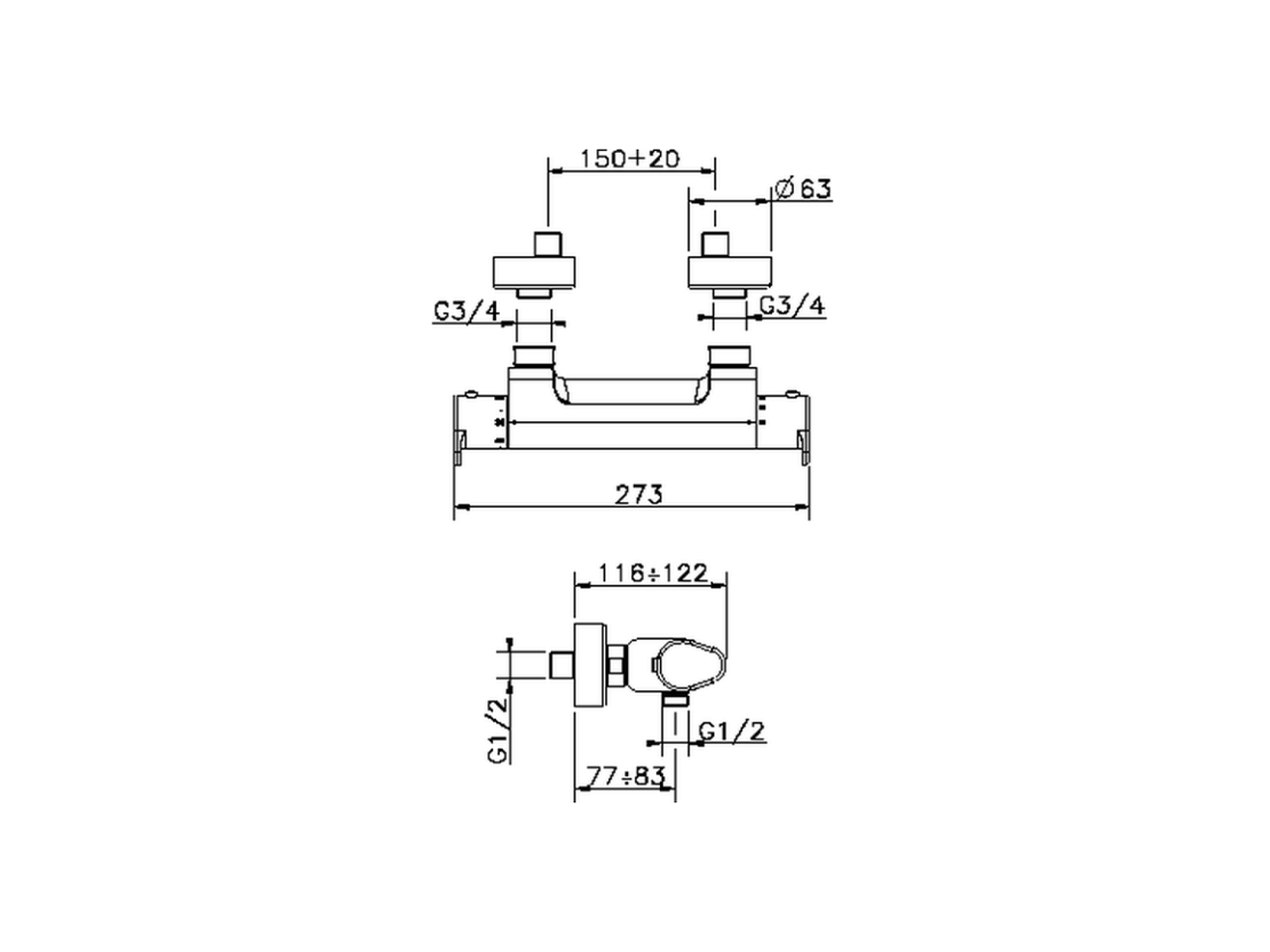 Thermostatic shower mixer ALMA_A3T01010 - v1