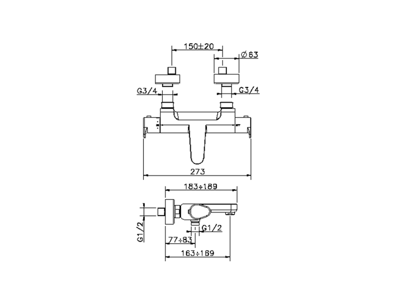 Thermostatic bath mixer ALMA_A3T21010 - v1