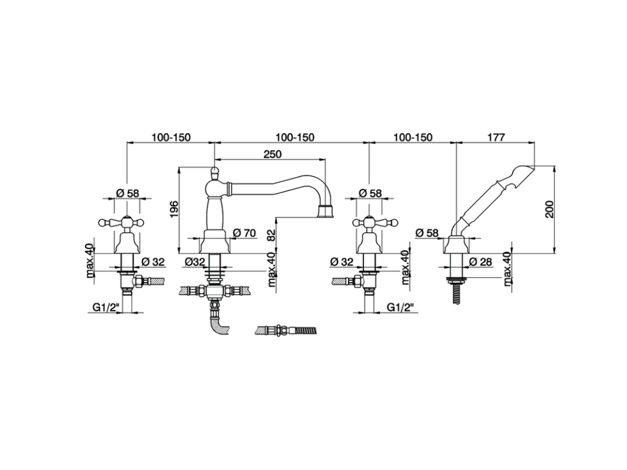 Deck-mounted 4-hole bath mixer ARCANA AMERICA_AA000264 - v1