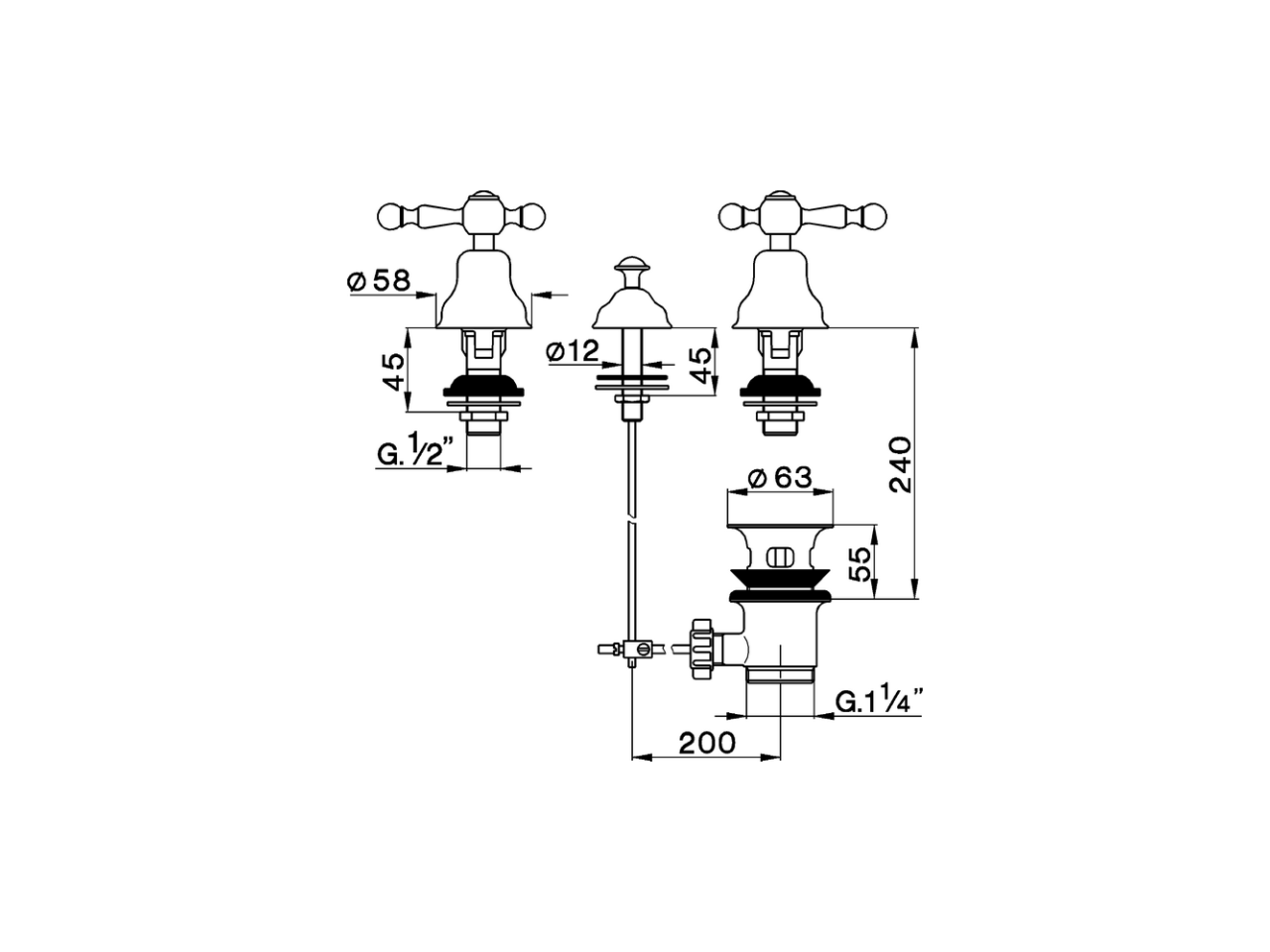 3 hole bidet mixer ARCANA AMERICA_AA001210 - v1
