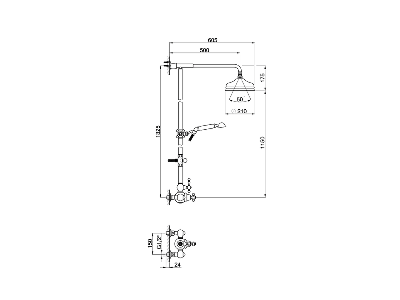 Thermostatic shower column, 2-functions ARCANA AMERICA_AA004070 - v1