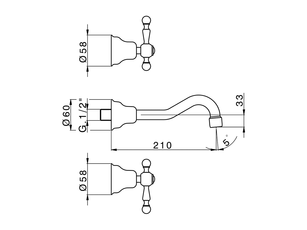 Exposed part for concealed washbasin mixer ARCANA AMERICA_AA013510 - v1