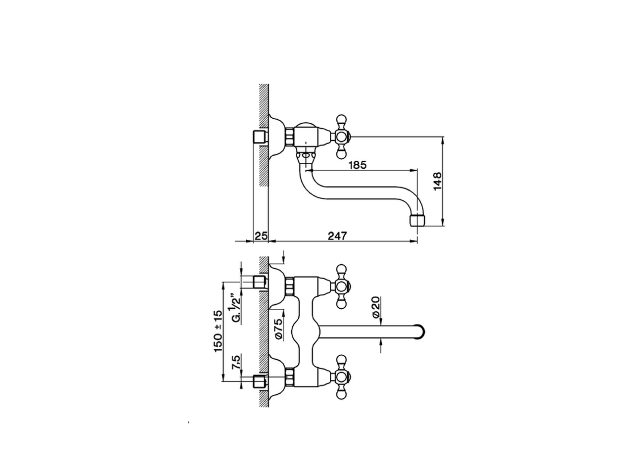 Exposed sink mixer ARCANA CERAMIC_AC000400 - v1