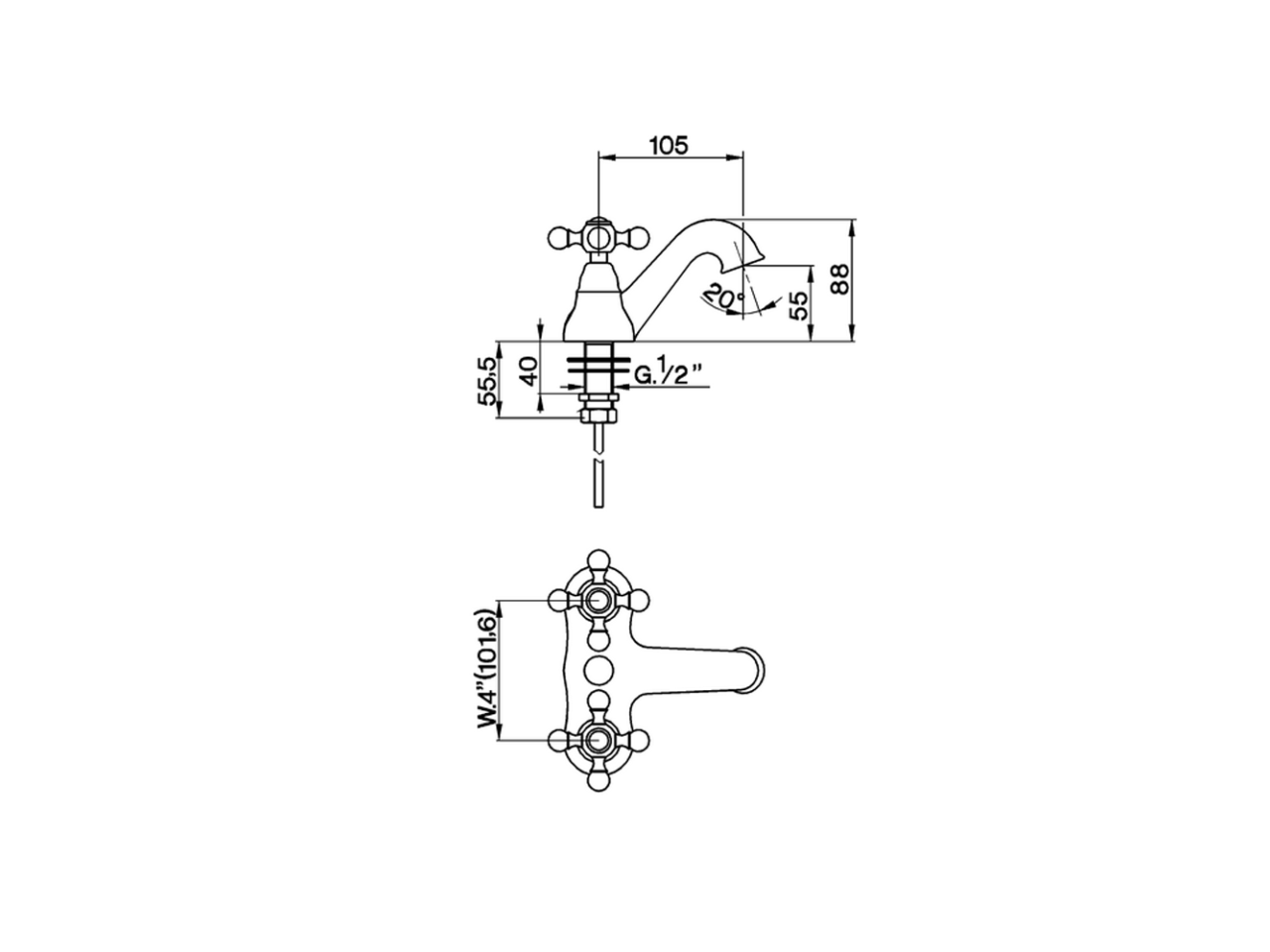 Washbasin monoblock mixer 4 ARCANA CERAMIC_AC000950 - v1