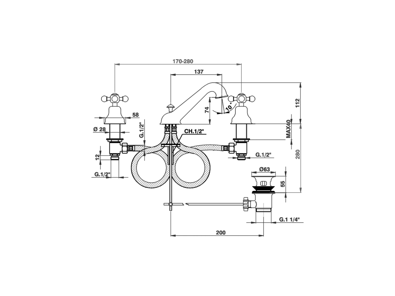 3 hole washbasin mixer ARCANA CERAMIC_AC001020 - v1