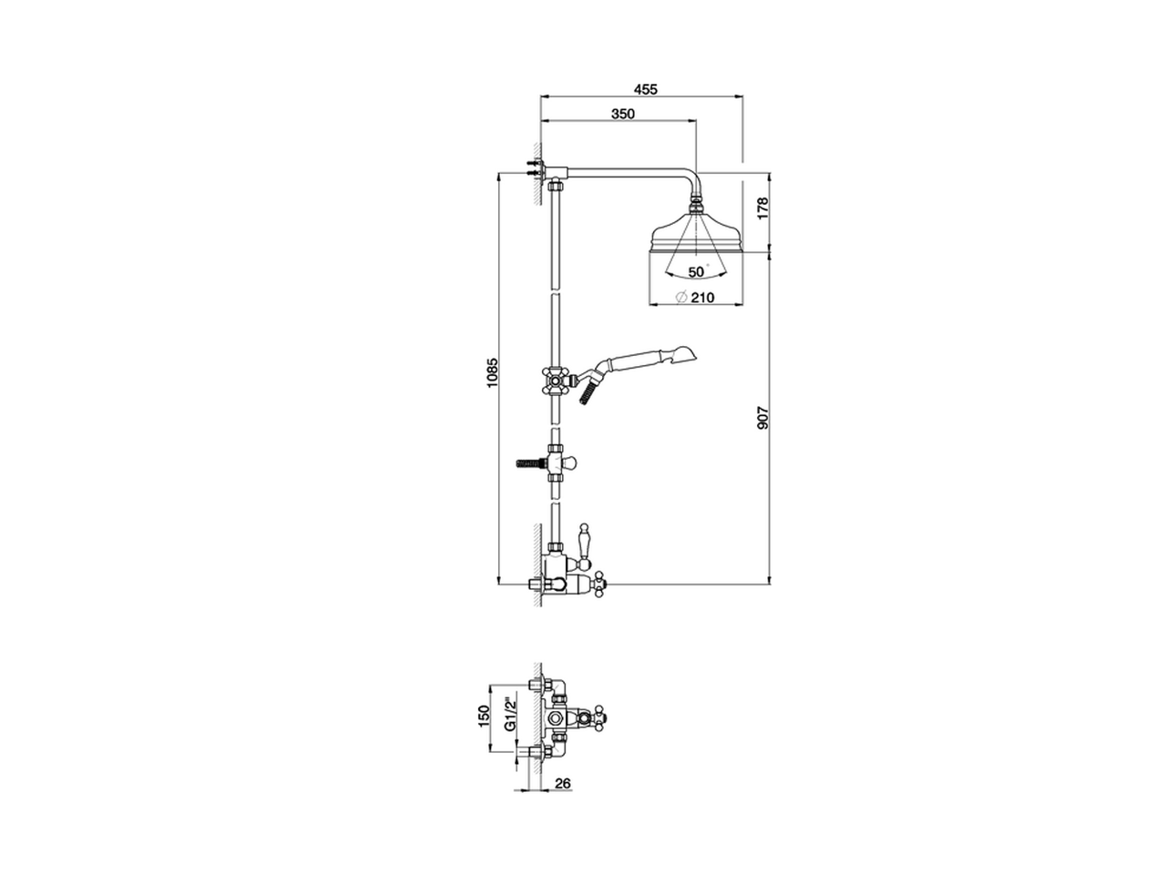 Thermostatic shower column, 2-functions ARCANA CERAMIC_AC004060 - v1
