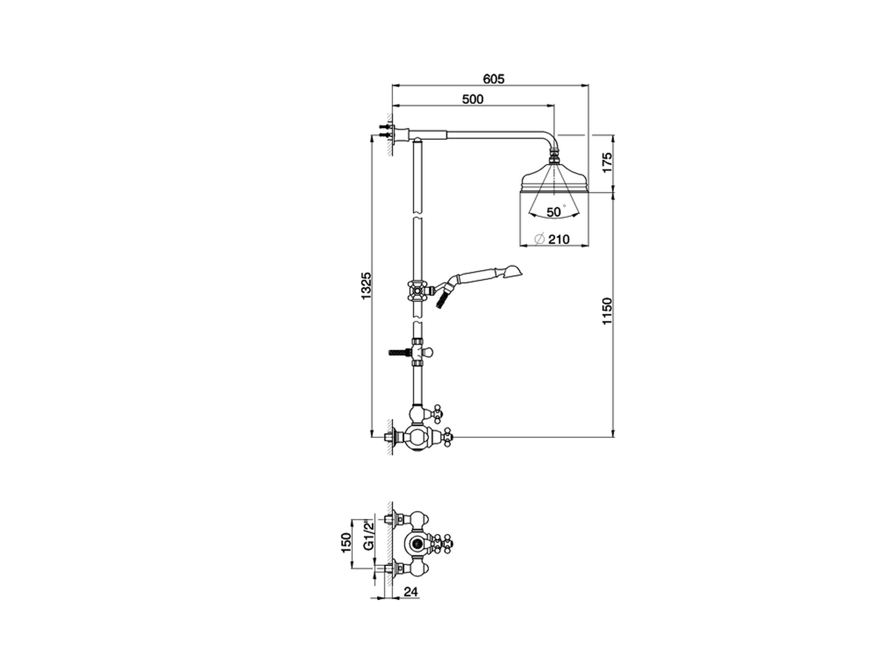 Thermostatic shower column, 2-functions ARCANA CERAMIC_AC004070 - v1