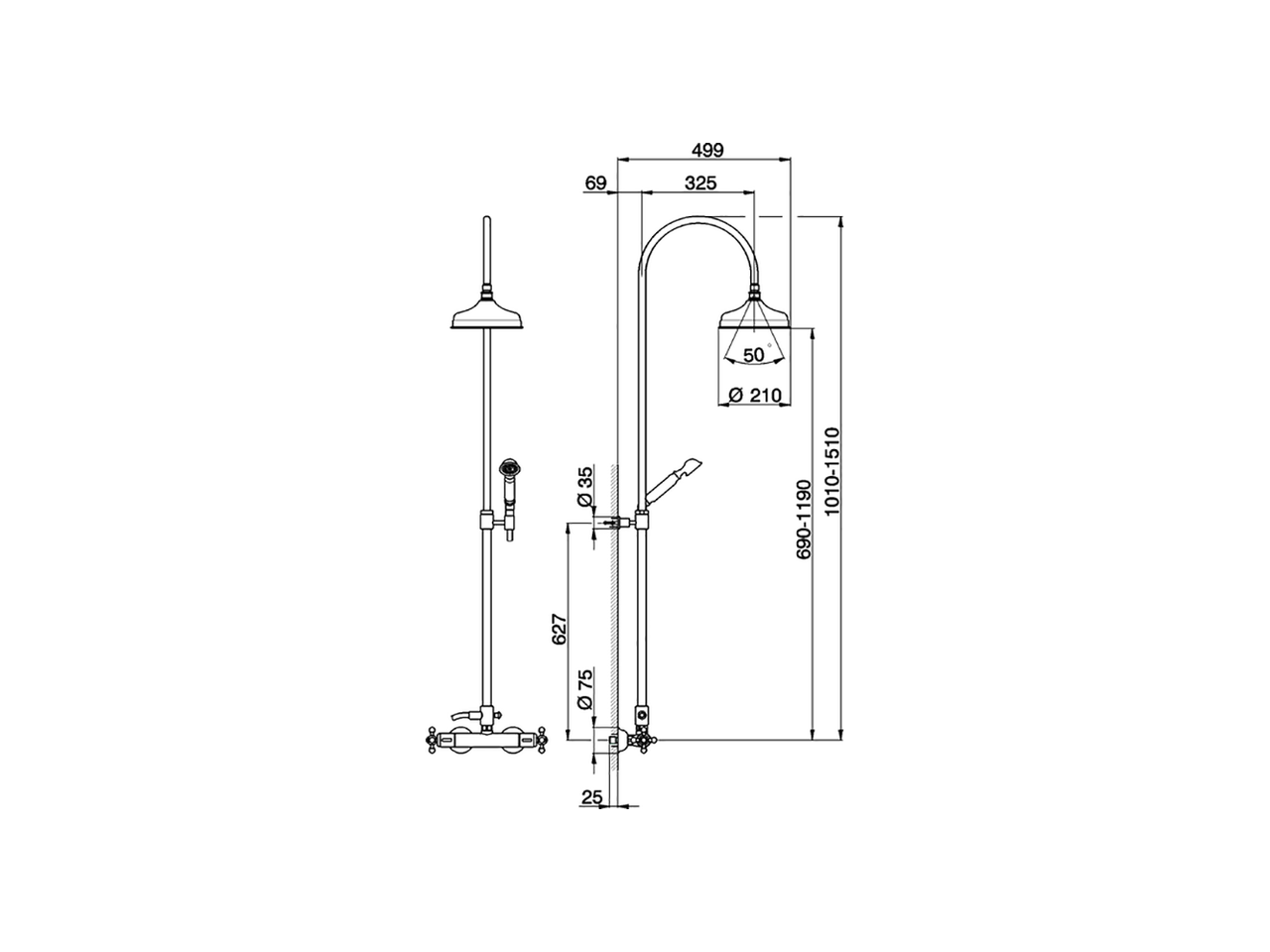 Thermostatic shower column, 2-functions ARCANA CERAMIC_AC004080 - v1