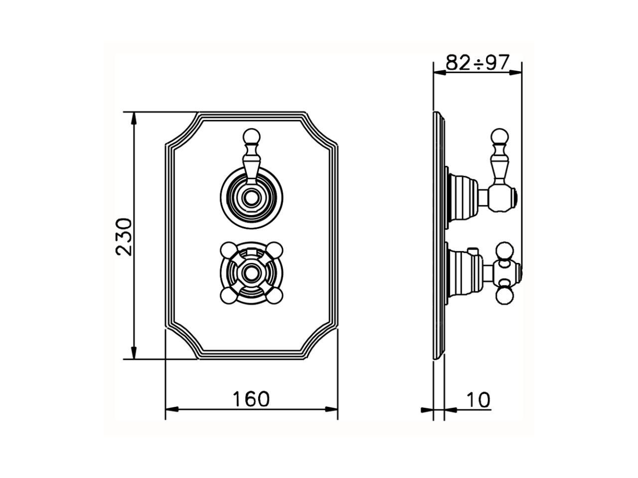 Exposed part for 1-outlet con.thermo.shower valve ARCANA CERAMIC_AC007280 - v1