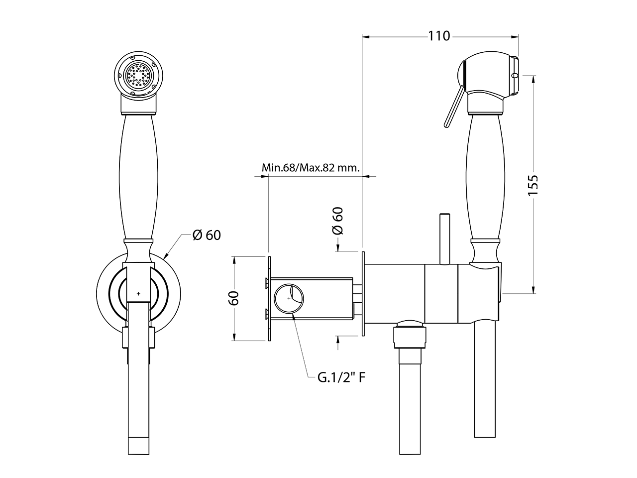 Bidet handshower set HYGENIC SHOWERS_AR007945 - v1