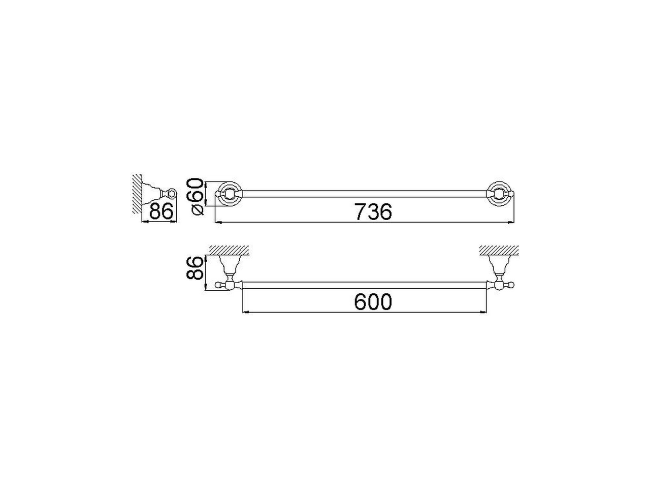 Towel holder 60 cm ARCANA COMPONENTS_AR090102 - v1
