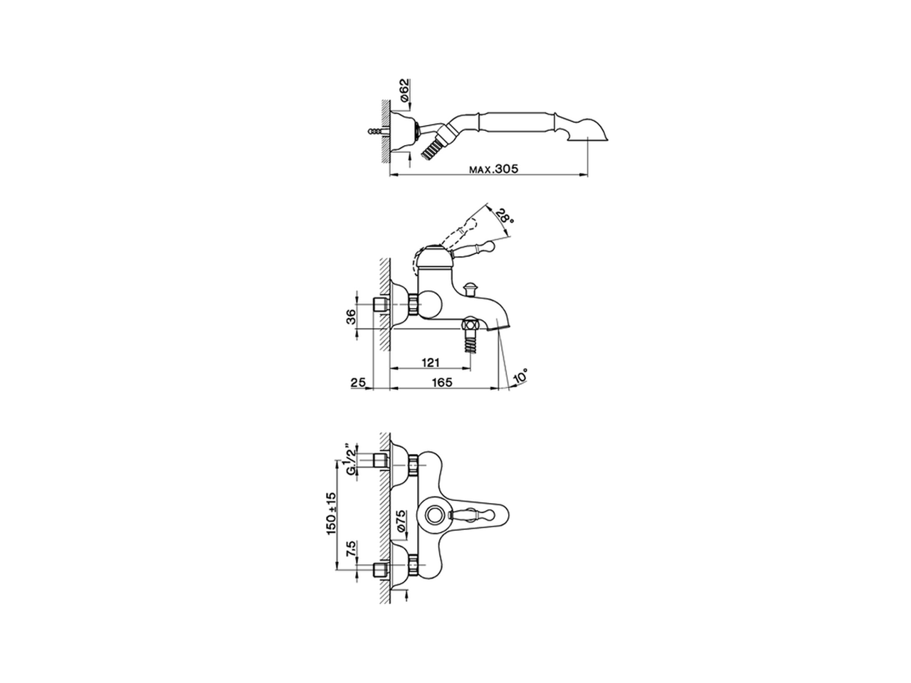 Single lever bath mixer, with shower set ARCANA ROYAL_AY000120 - v1