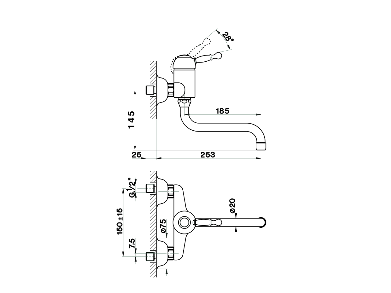 Exposed single lever sink mixer ARCANA ROYAL_AY000400 - v1