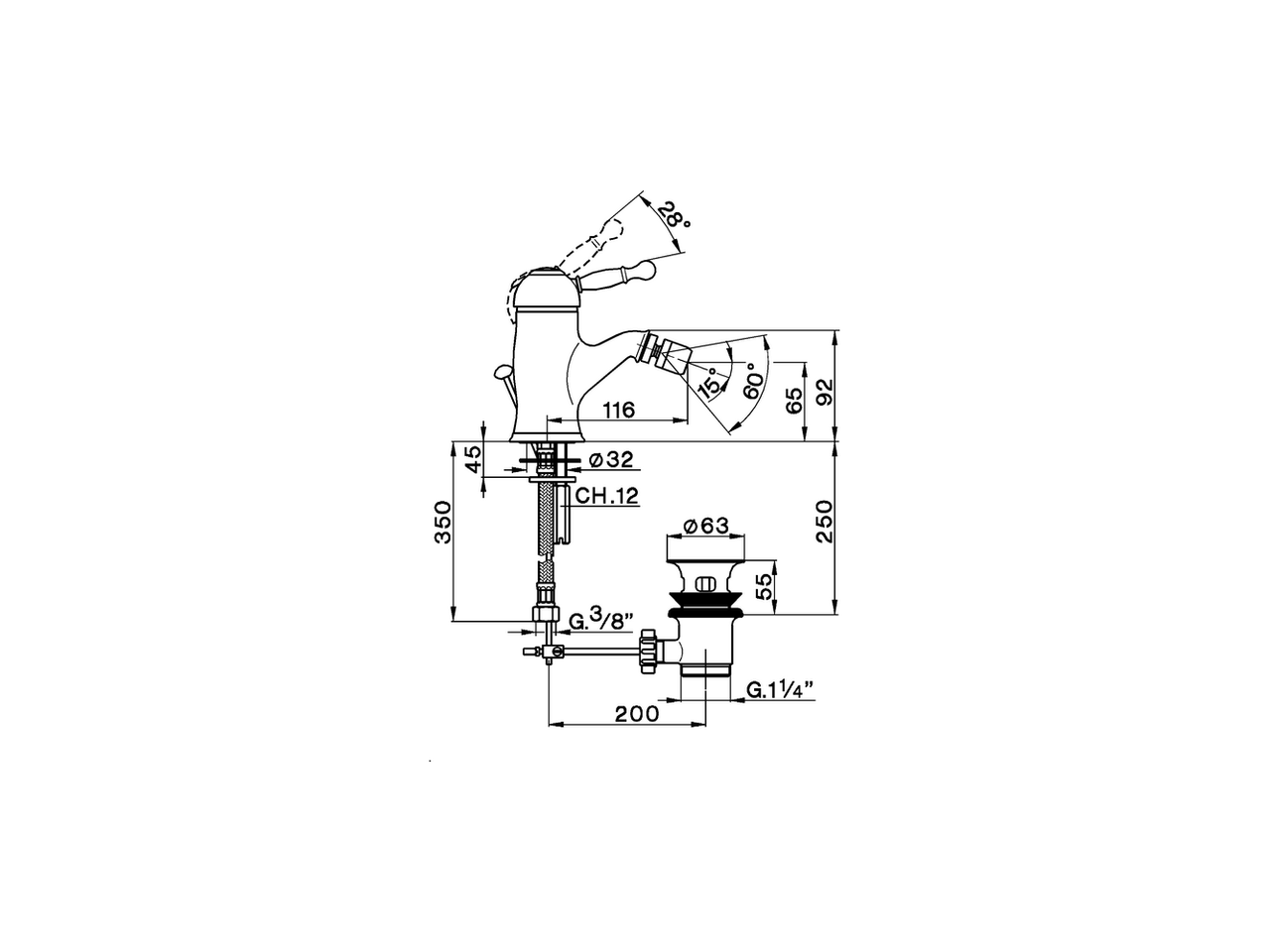 Single lever bidet mixer ARCANA ROYAL_AY000550 - v1