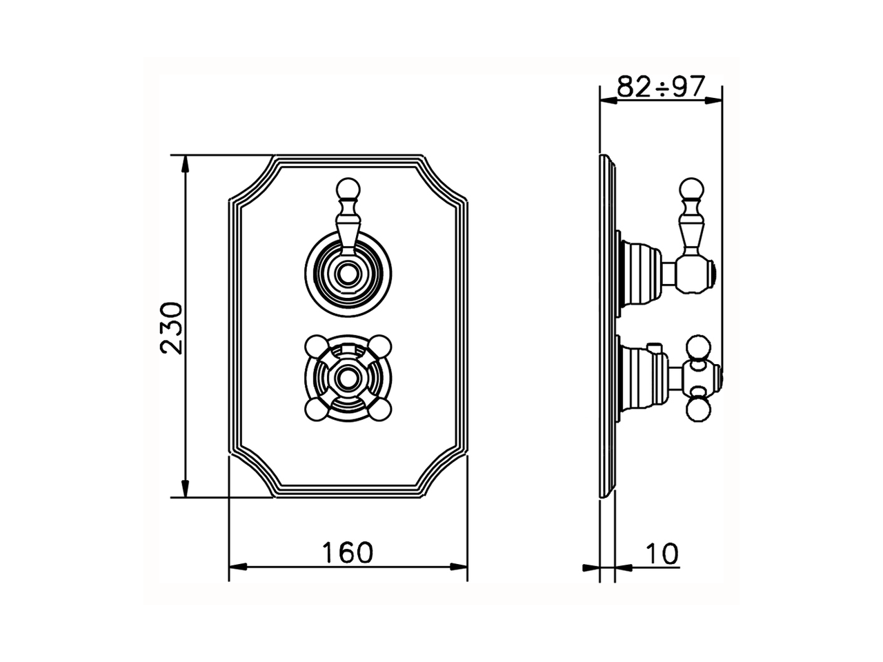 Exposed part for 1-outlet con.thermo.shower valve ARCANA ROYAL_AY007280 - v1