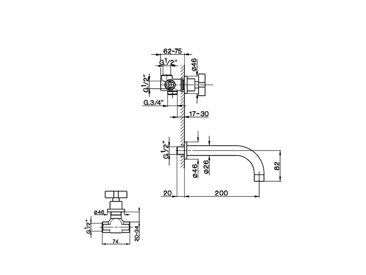 Concealed 4-hole bath/shower valve BARCELONA_BA000210 - v1