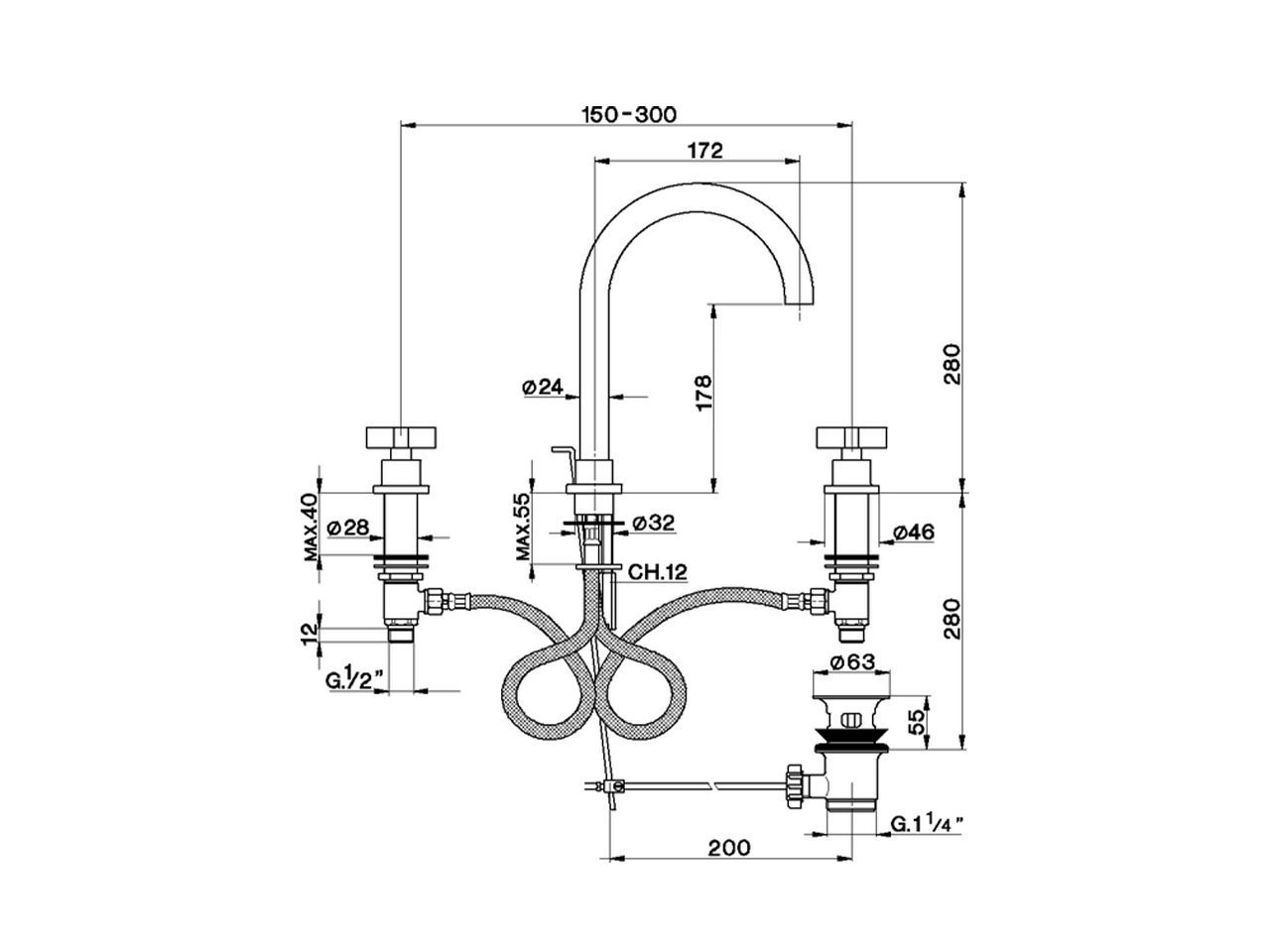 3 hole washbasin mixer BARCELONA_BA001060 - v1