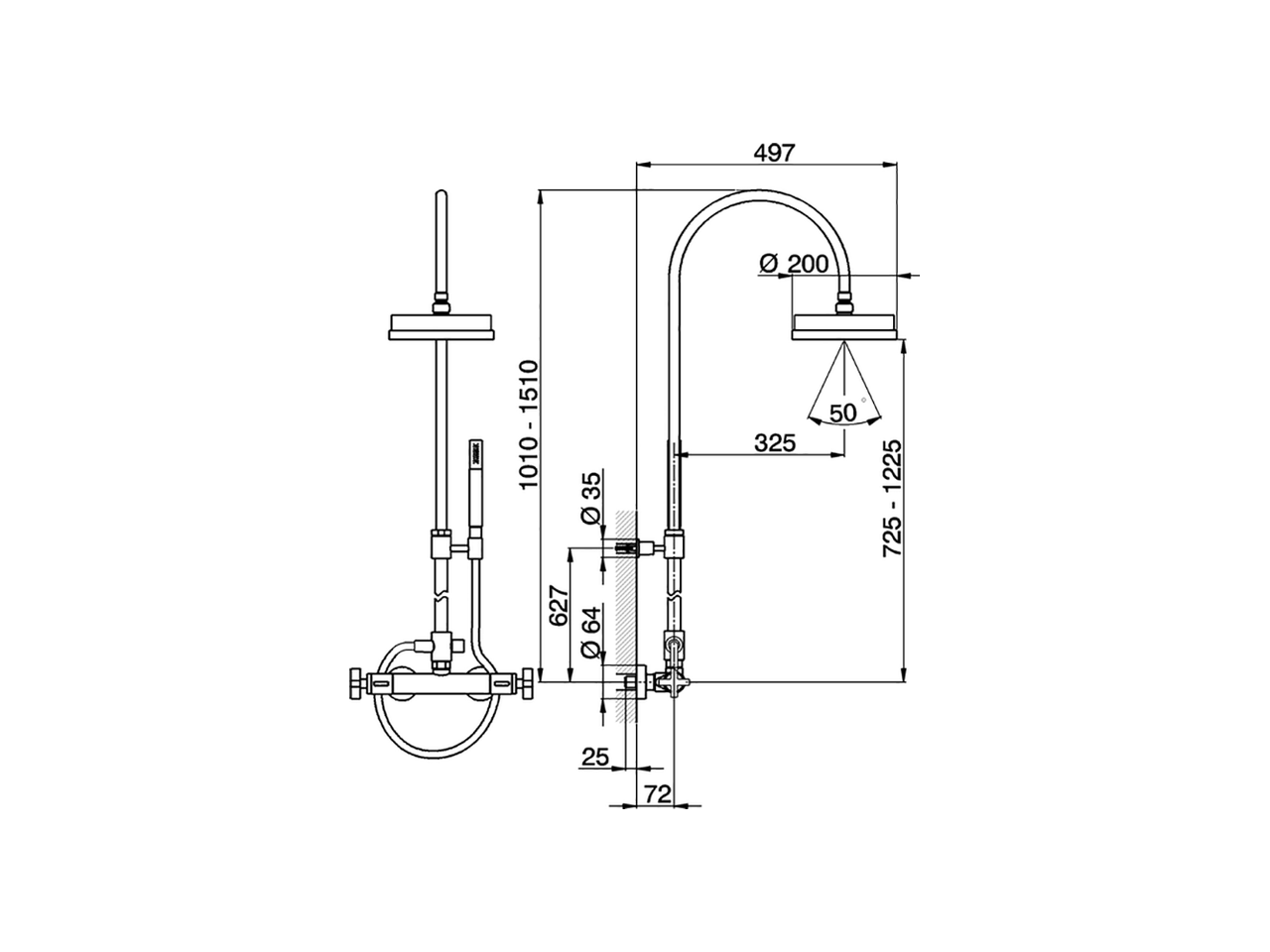 Thermostatic shower column, 2-functions BARCELONA_BA004080 - v1