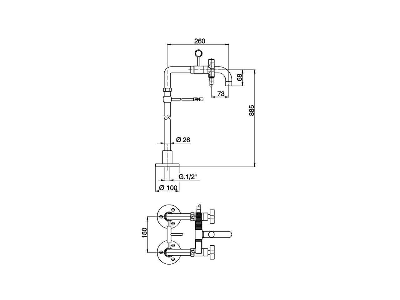 Bath mixer, with floor pillar legs BARCELONA_BA004200 - v1