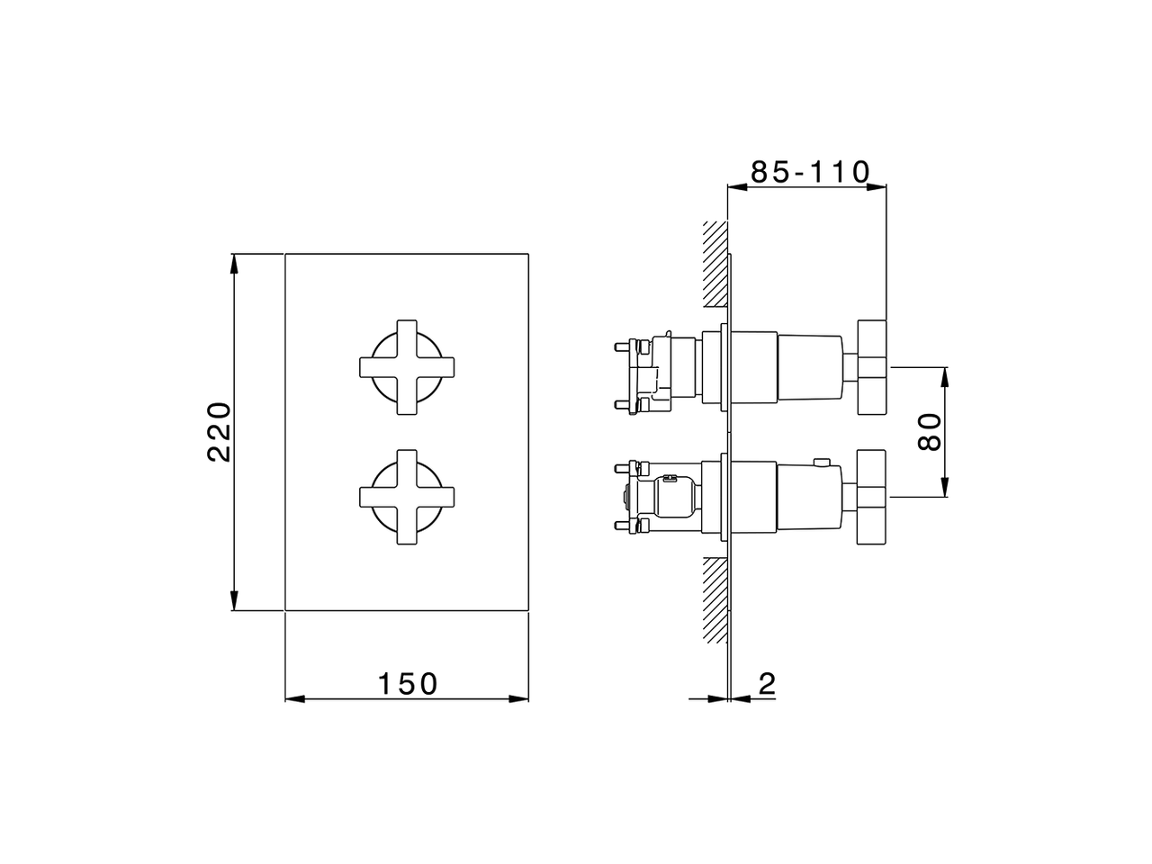 Exposed part for Thermostatic One Box Valve BARCELONA_BA0BT030 - v1