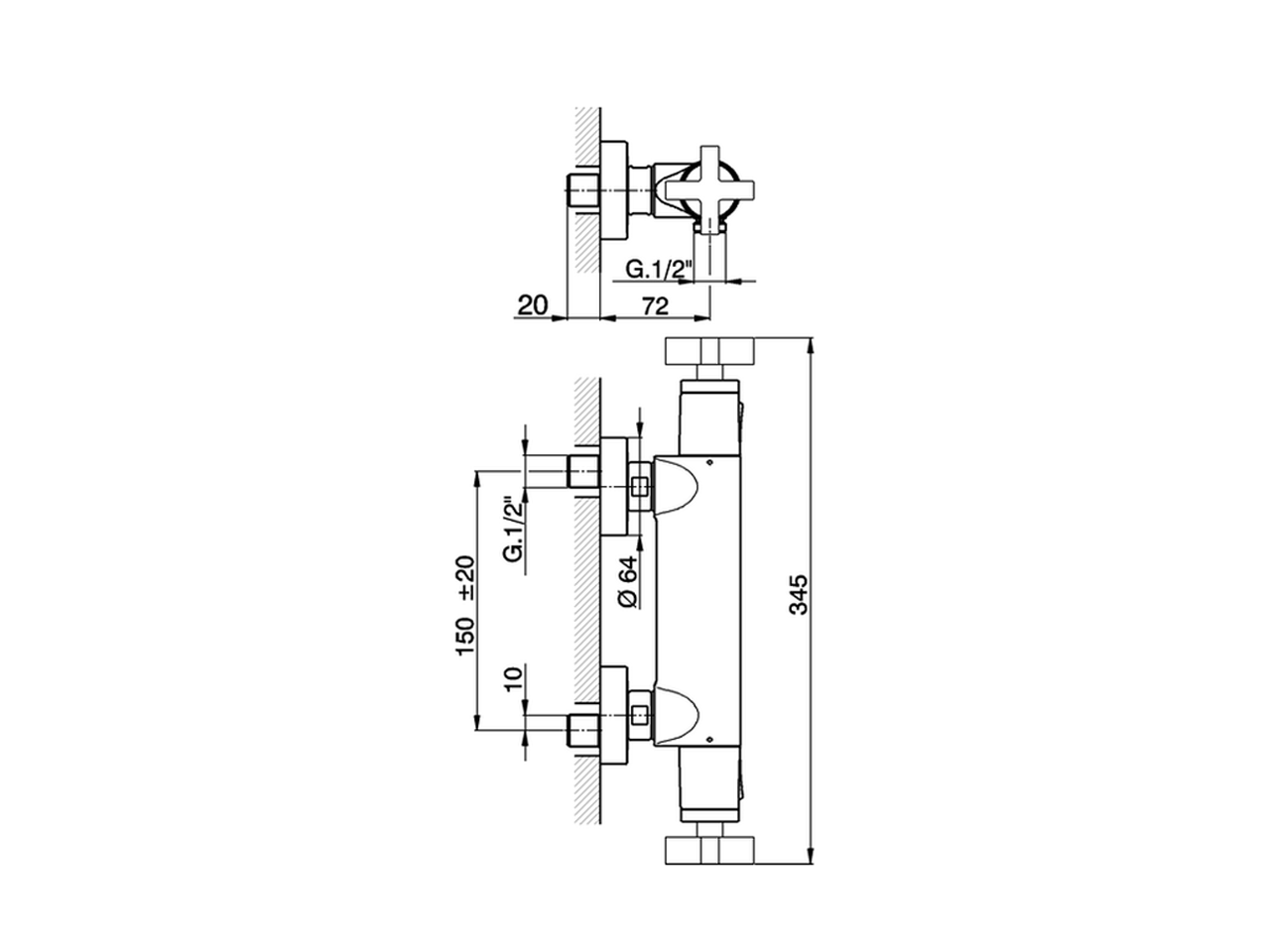 Thermostatic shower mixer BARCELONA_BAT01010 - v1