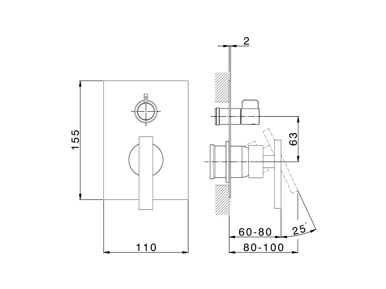 Exposed part for concealed S.L.bath-shower valve BARCELONA_BV002300 - v1