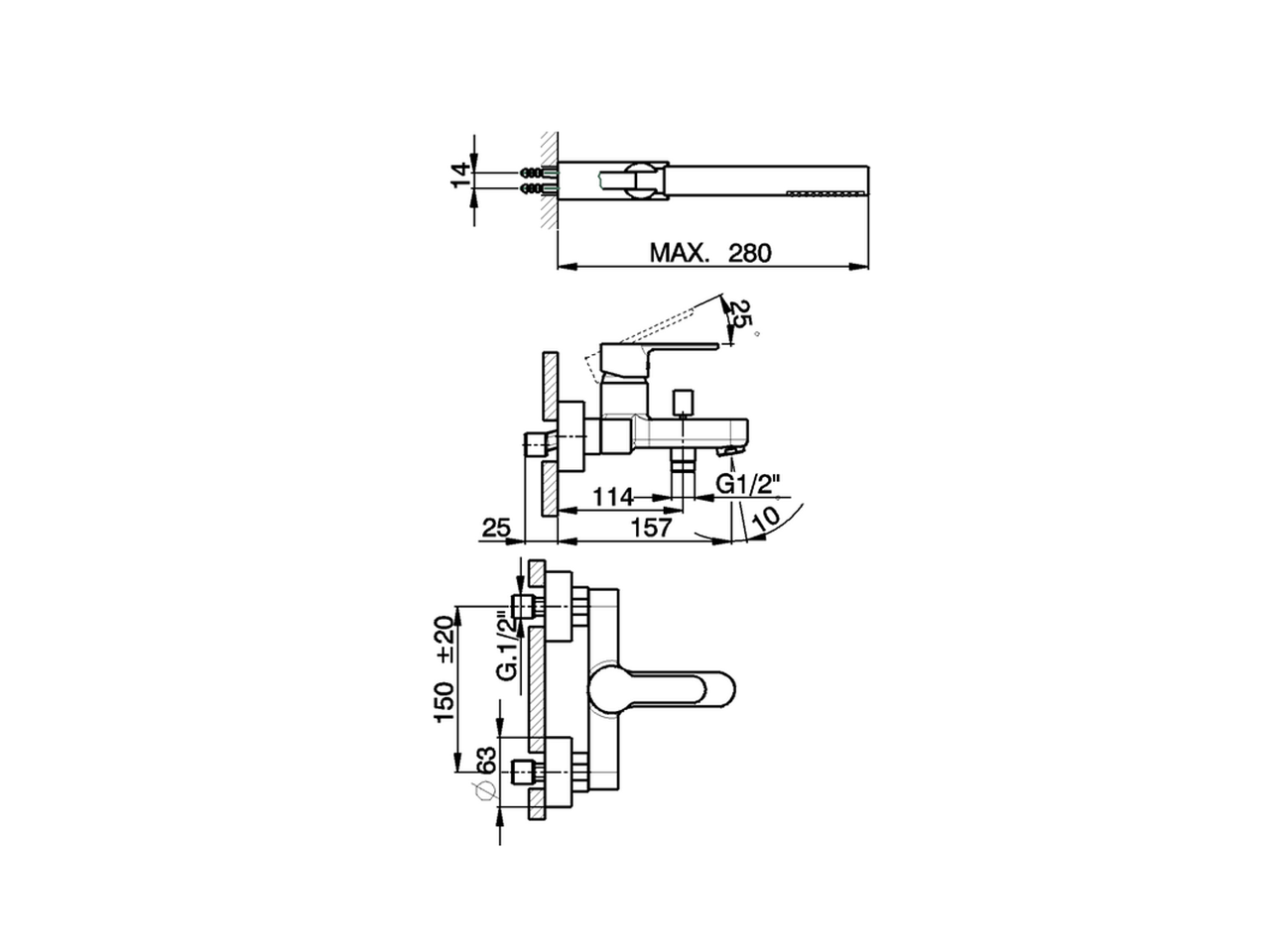 Single lever bath mixer, with shower set TENDER_C2000123 - v1