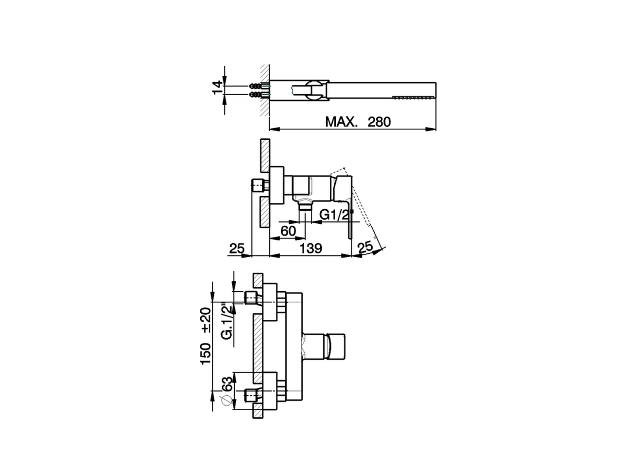 Single lever shower mixer, with shower set TENDER_C2000453 - v1