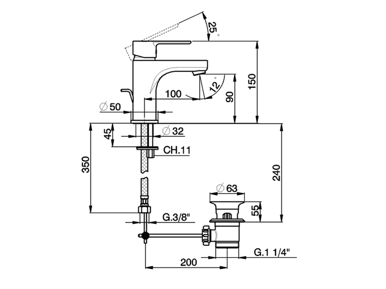 Single lever 'large' washbasin mixer TENDER_C2000490 - v1