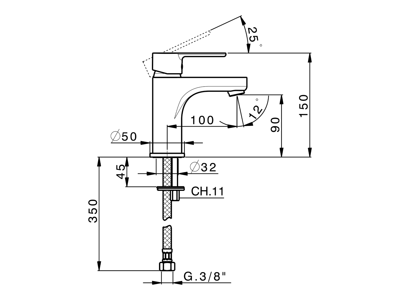 Single lever 'large' washbasin mixer TENDER_C2000500 - v1