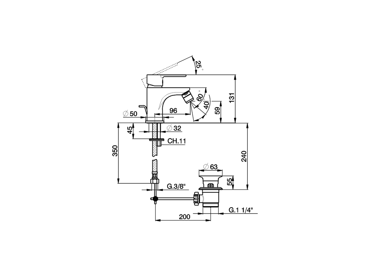 Single lever bidet mixer TENDER_C2000550 - v1