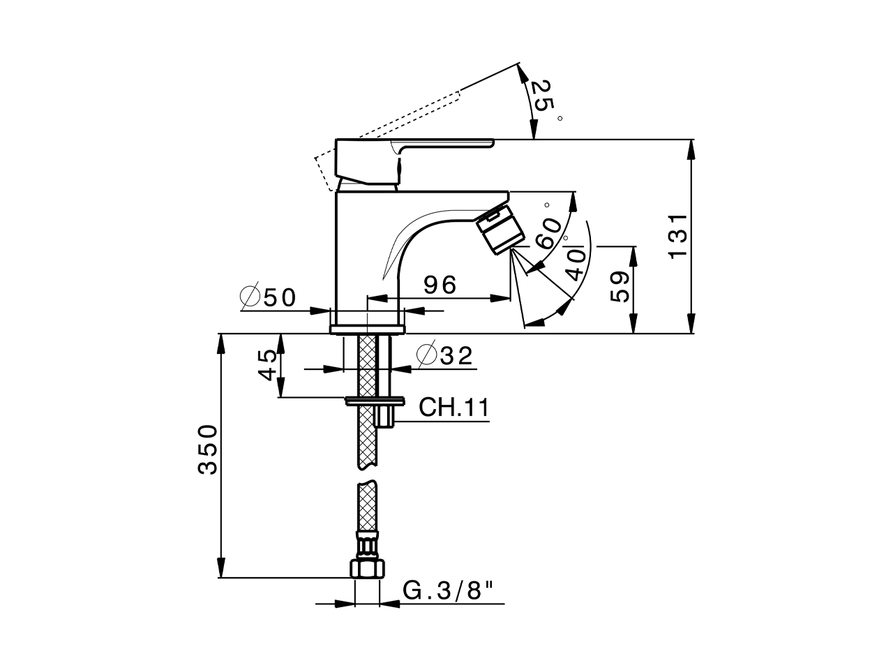 Single lever bidet mixer TENDER_C2000560 - v1
