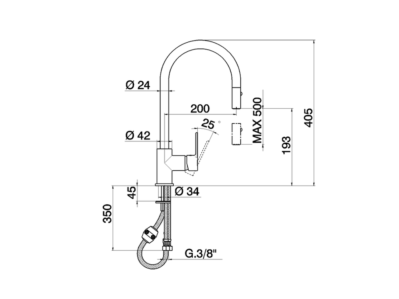 Single lever sink mixer ES with pull out handspray KITCHEN_C2000575 - v1