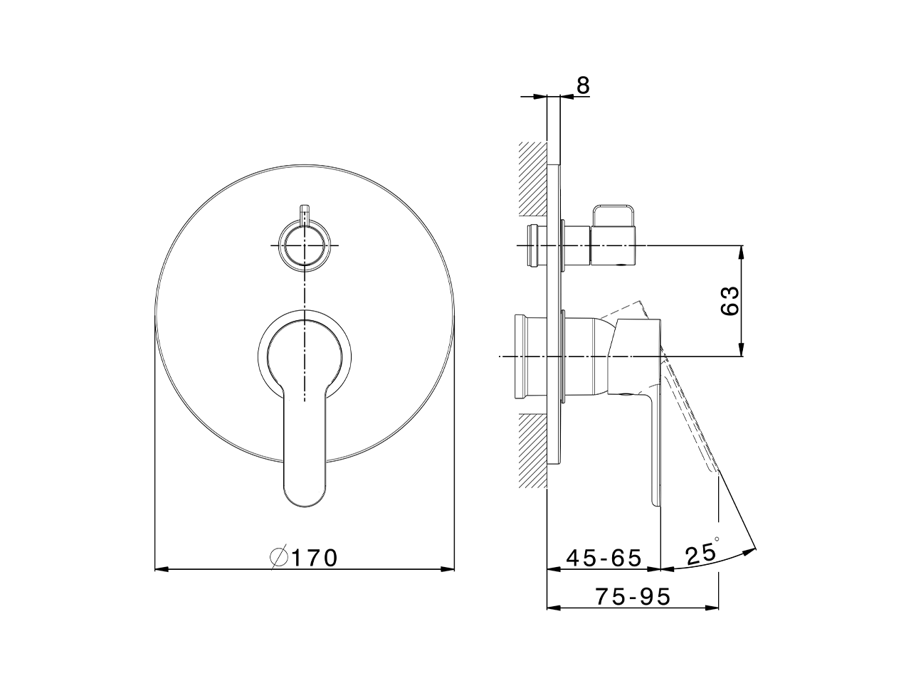 Exposed part for concealed S.L.bath-shower valve TENDER_C2002300 - v1