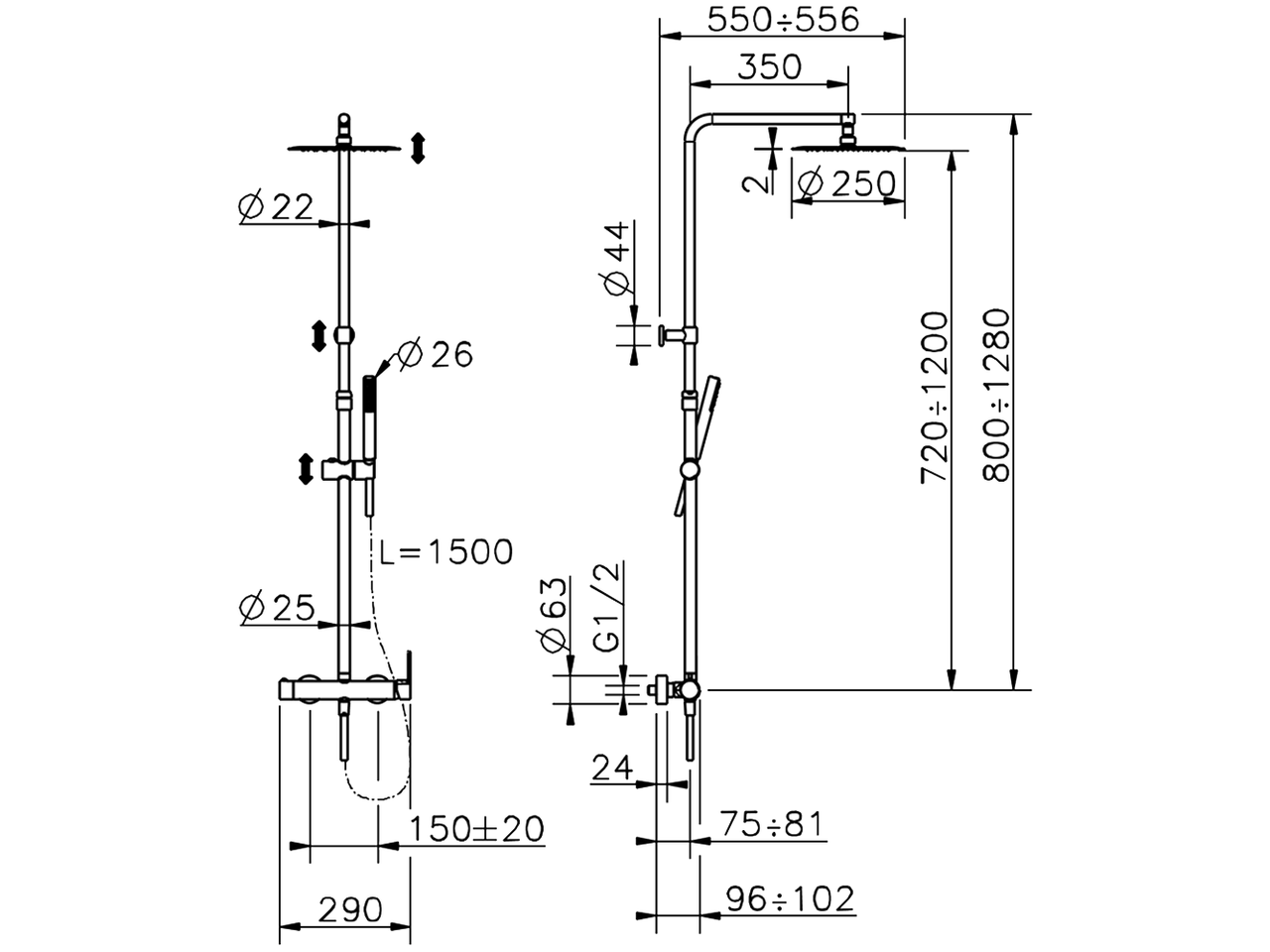 2-function single lever shower set SHOWER COLUMNS_C2004032 - v1