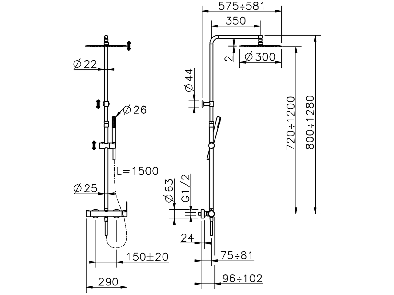 2-function single lever shower set SHOWER COLUMNS_C2004033 - v1