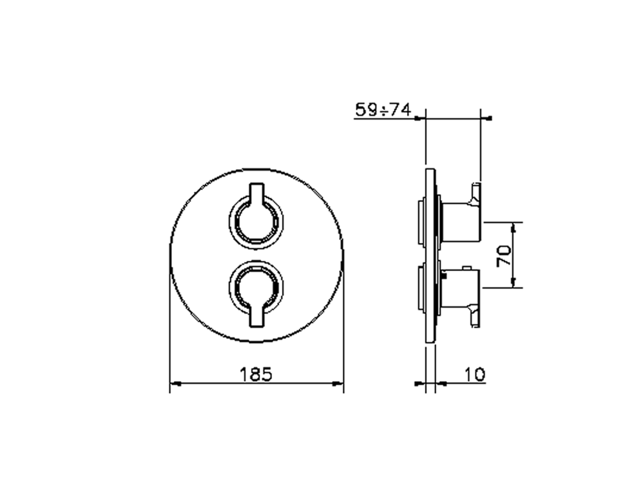 Exposed part for con.thermo.shower valve, 2-outlet TENDER_C2018100 - v1
