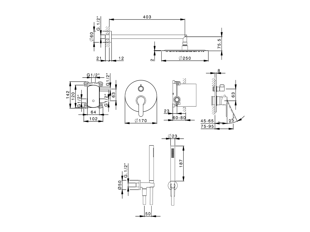 Single Lever concealed shower set TENDER_C20KM020 - v1