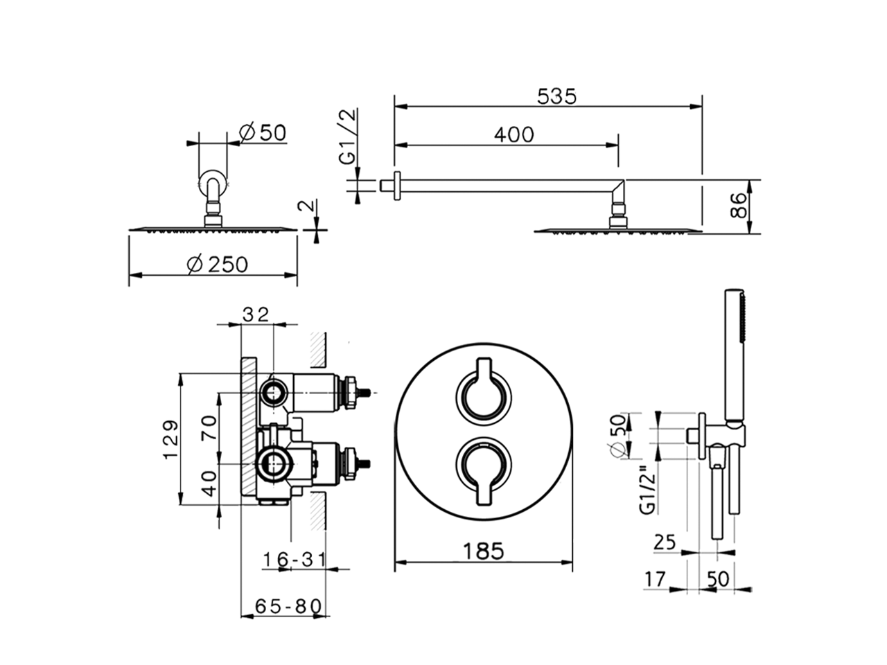 Concealed thermostatic shower mixer TENDER_C20KT010 - v1
